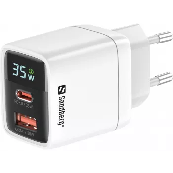 Lādētājs Sandberg 2in1 1xUSB-C 1xUSB 35W Iekštelpu maiņstrāvas Universāls