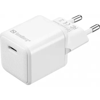 Sandberg USB-C maiņstrāvas lādētājs PD20W SAVER, iekštelpām, maiņstrāva, 12 V, 3 A, balts