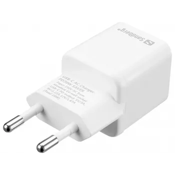 Sandberg USB-C maiņstrāvas lādētājs PD20W SAVER, iekštelpām, maiņstrāva, 12 V, 3 A, balts