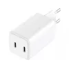 Sandberg AC lādētājs Dual USB-C PD65W ES, iekštelpām, maiņstrāva, 20 V, 3,25 A, balts