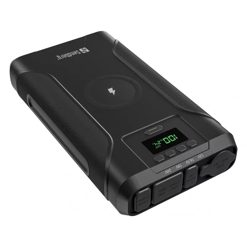 Sandberg Survivor Powerbank 7in1 76800, 76800 mAh, litija jonu (Li-Ion), bezvadu uzlāde, 3,6 V, melna