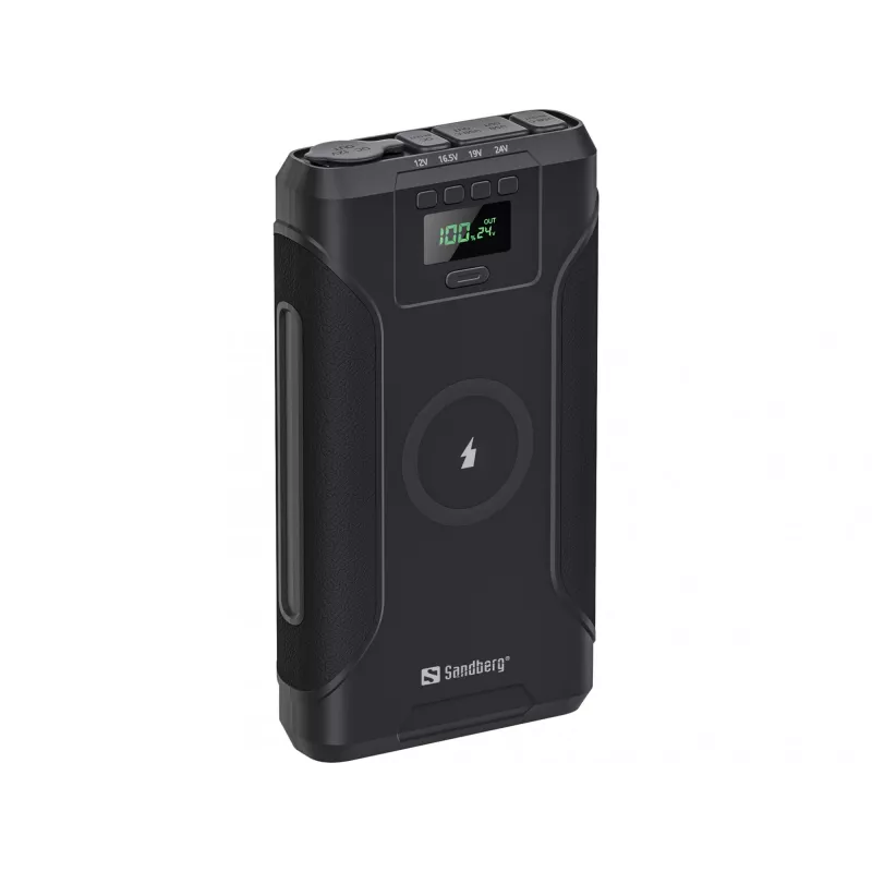 Sandberg Survivor Powerbank 7in1 76800, 76800 mAh, litija jonu (Li-Ion), bezvadu uzlāde, 3,6 V, melna