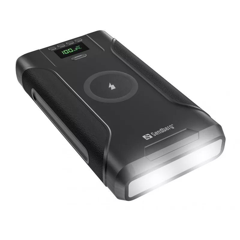 Sandberg Survivor Powerbank 7in1 76800, 76800 mAh, litija jonu (Li-Ion), bezvadu uzlāde, 3,6 V, melna