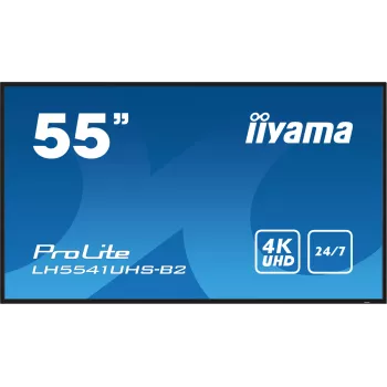 iiyama LH5541UHS-B2 Signālu displejs Kioska dizains 138.7 cm (54.6 collas) LCD 500 cd/m² 4K Ultra HD Melns Iebūvēts procesors 24/7