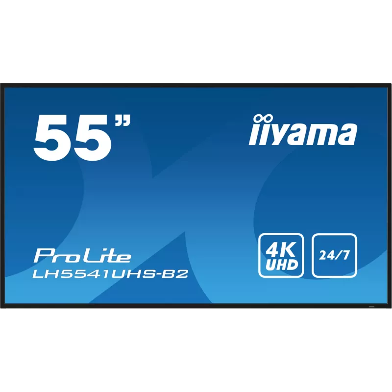 iiyama LH5541UHS-B2 Signālu displejs Kioska dizains 138.7 cm (54.6 collas) LCD 500 cd/m² 4K Ultra HD Melns Iebūvēts procesors 24/7