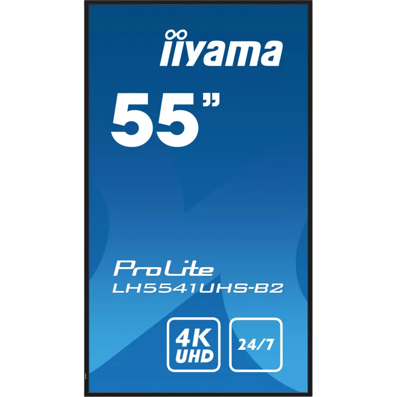 iiyama LH5541UHS-B2 Signālu displejs Kioska dizains 138.7 cm (54.6 collas) LCD 500 cd/m² 4K Ultra HD Melns Iebūvēts procesors 24/7
