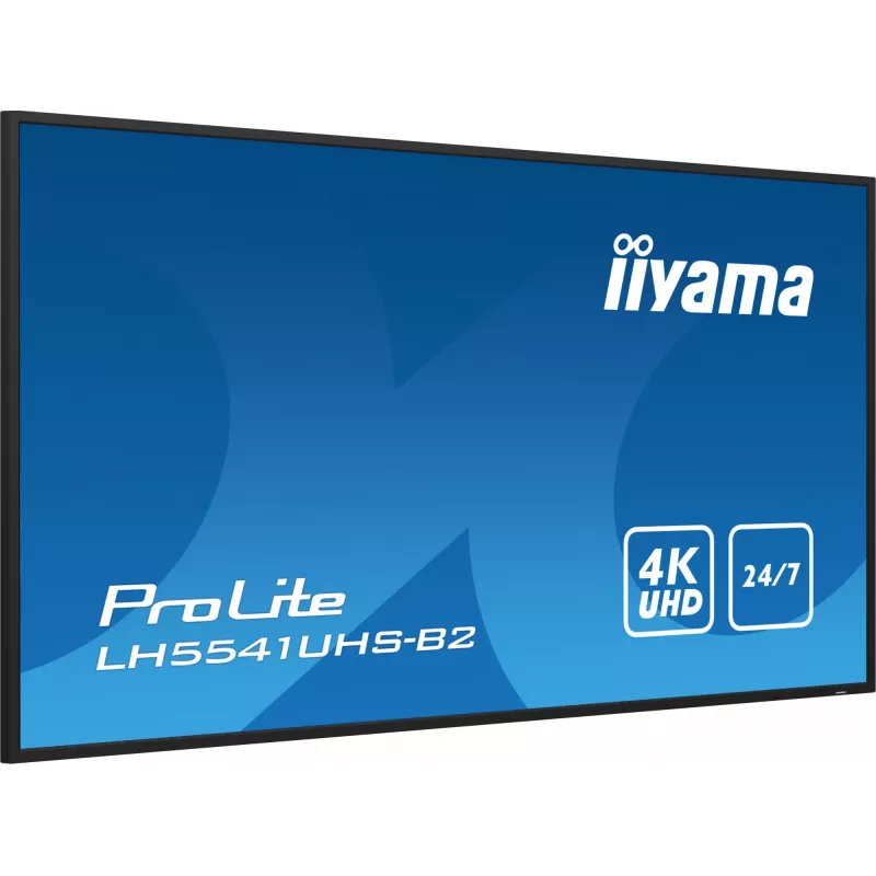 iiyama LH5541UHS-B2 Signālu displejs Kioska dizains 138.7 cm (54.6 collas) LCD 500 cd/m² 4K Ultra HD Melns Iebūvēts procesors 24/7
