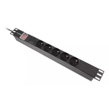 PDU Lanberg PDU-05E-0200-BK 5 maiņstrāvas rozetes 1U melns