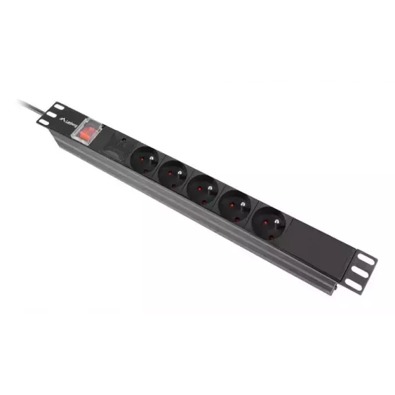 PDU Lanberg PDU-05E-0200-BK 5 maiņstrāvas rozetes 1U melns