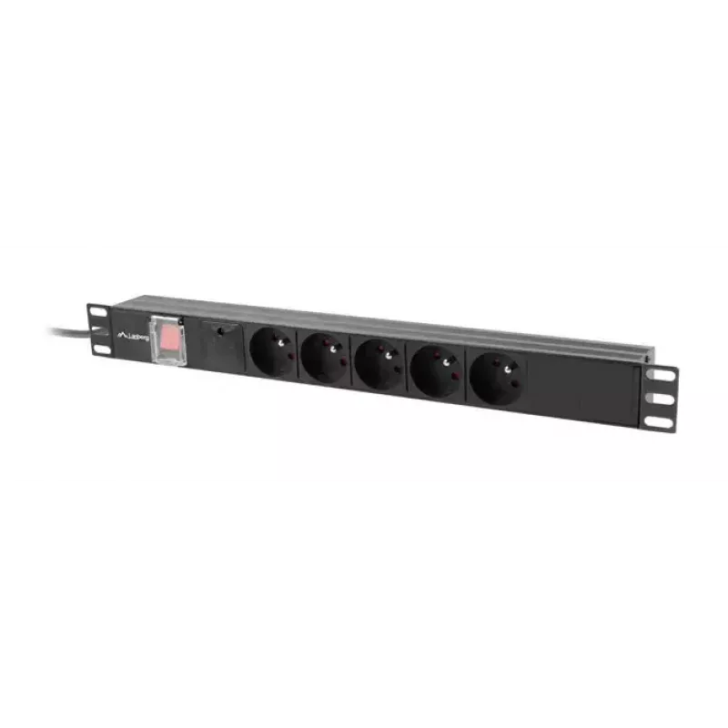 PDU Lanberg PDU-05E-0200-BK 5 maiņstrāvas rozetes 1U melns
