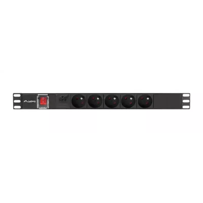 PDU Lanberg PDU-05E-0200-BK 5 maiņstrāvas rozetes 1U melns