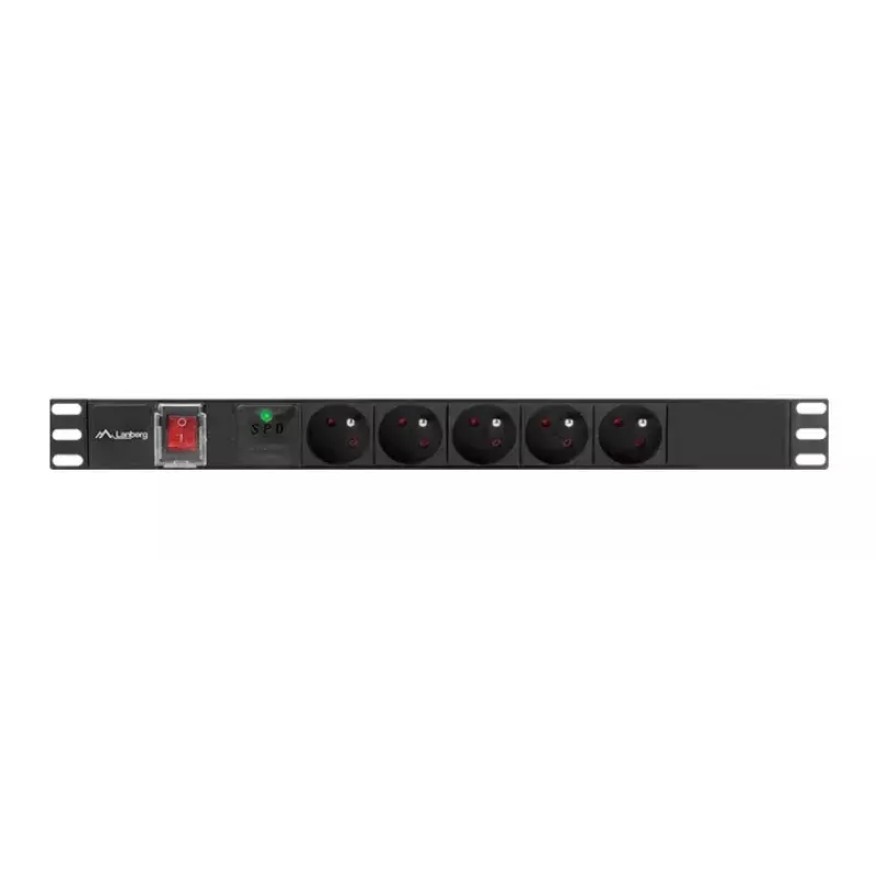 PDU Lanberg PDU-05E-0200-BK 5 maiņstrāvas rozetes 1U melns