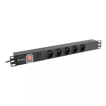 PDU Lanberg PDU-05E-0200-BK 5 maiņstrāvas rozetes 1U melns
