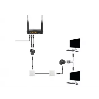 Kabeļu sadalītājs Lanberg ADS-RJ45-2RJ45-OS Melns