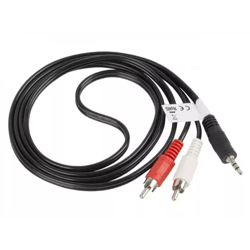 Audio kabelis LANBERG 3.5 mm uz 2×RCA vīrišķais 1,5 m Melns