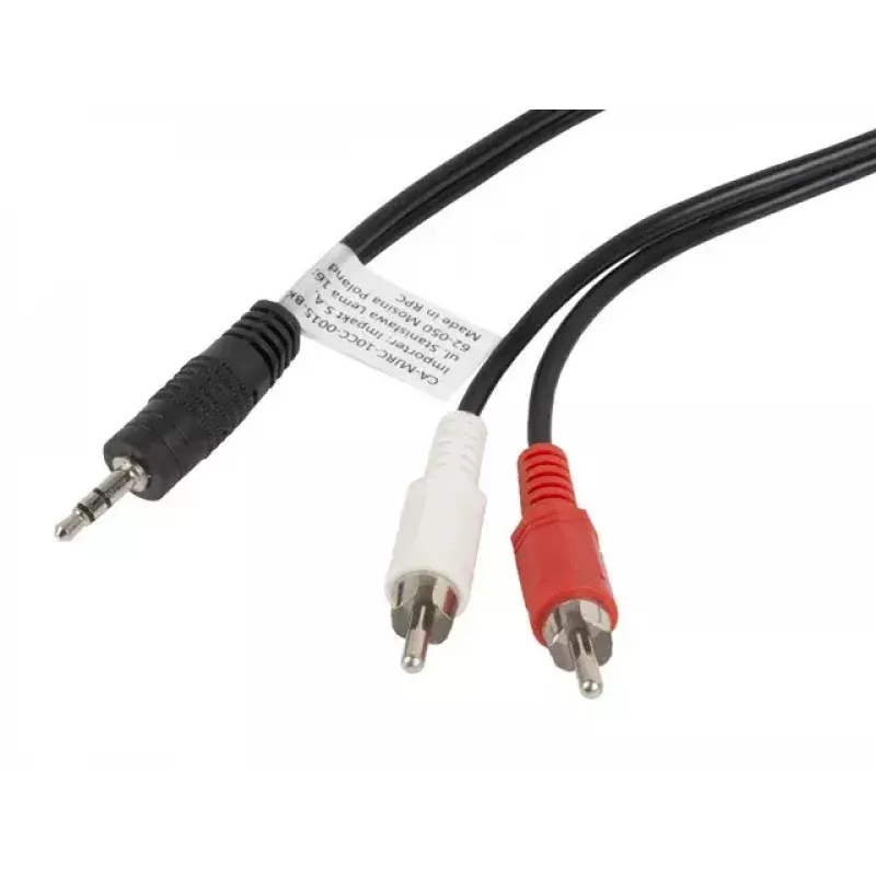 Audio kabelis LANBERG 3.5 mm uz 2×RCA vīrišķais 1,5 m Melns