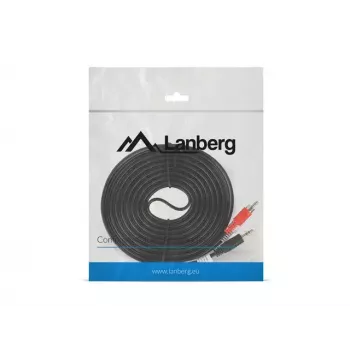 Audio kabelis LANBERG 3,5 mm uz 2×RCA vīrišķais, 5 m, melns