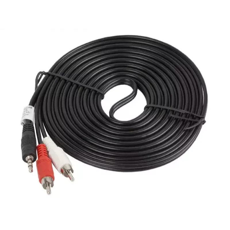 Audio kabelis LANBERG 3,5 mm uz 2×RCA vīrišķais, 5 m, melns