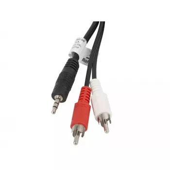 Audio kabelis LANBERG 3,5 mm uz 2×RCA vīrišķais, 5 m, melns