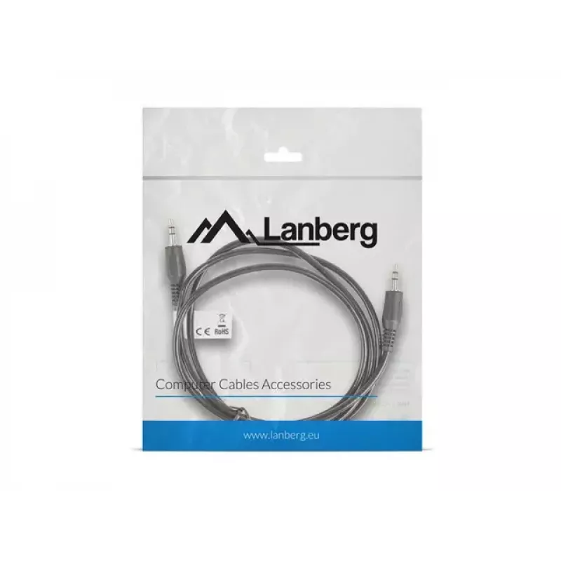 Audio kabelis LANBERG 3.5 mm tēviņš–tēviņš 1.2 m Melns