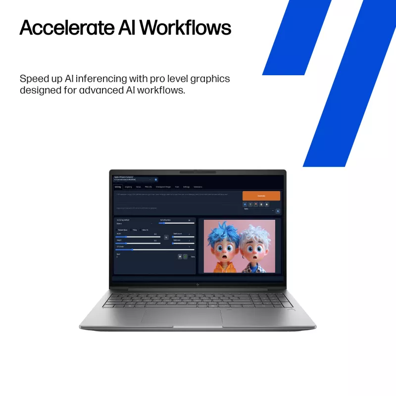 HP Zbook X G1i Intel Core Ultra 7 255H 40,6 cm (16 collu) WUXGA 32 GB DDR5-SDRAM NVIDIA RTX PRO 2000 Blackwell Wi-Fi 7 (802.11be) Windows 11 Pro AI darbstacija, AI dators