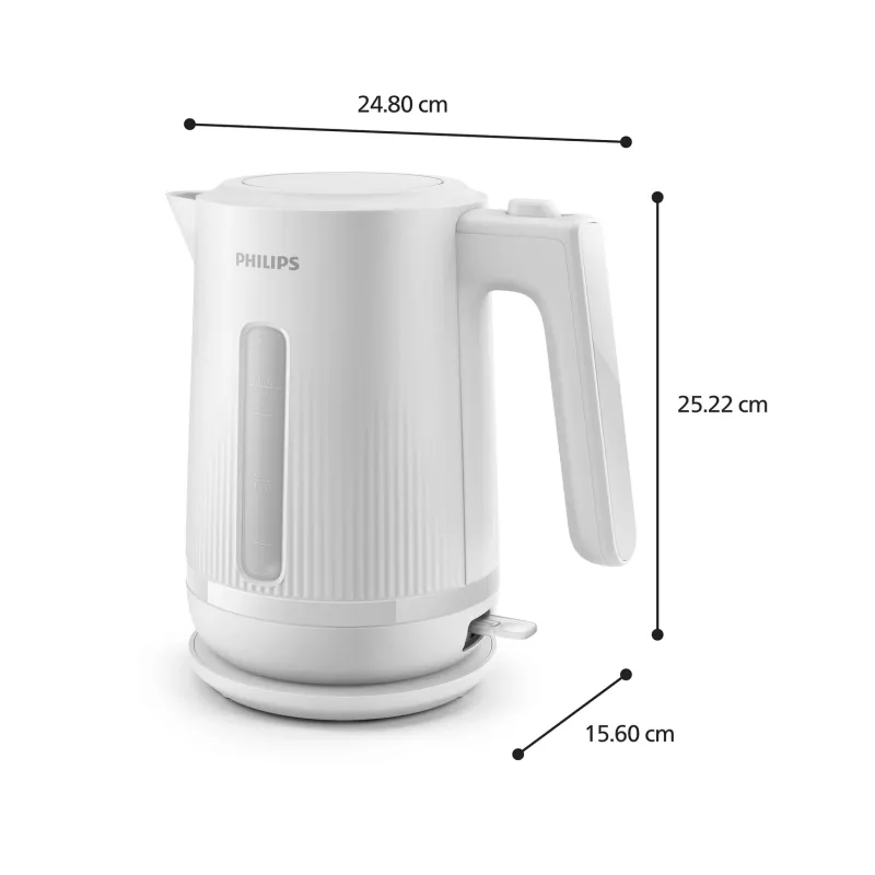 Philips 3000 sērijas tējkanna, 1.7 L, 2200 W, balta, plastmasa, pārkaršanas aizsardzība, bezvada