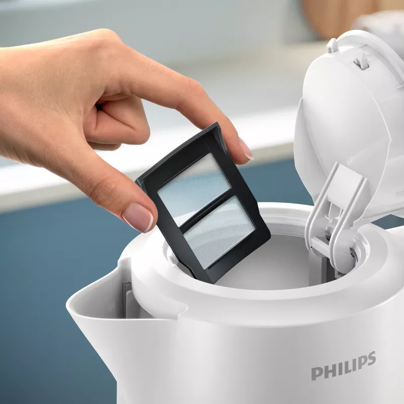 Philips 3000 sērijas tējkanna, 1.7 L, 2200 W, balta, plastmasa, pārkaršanas aizsardzība, bezvada