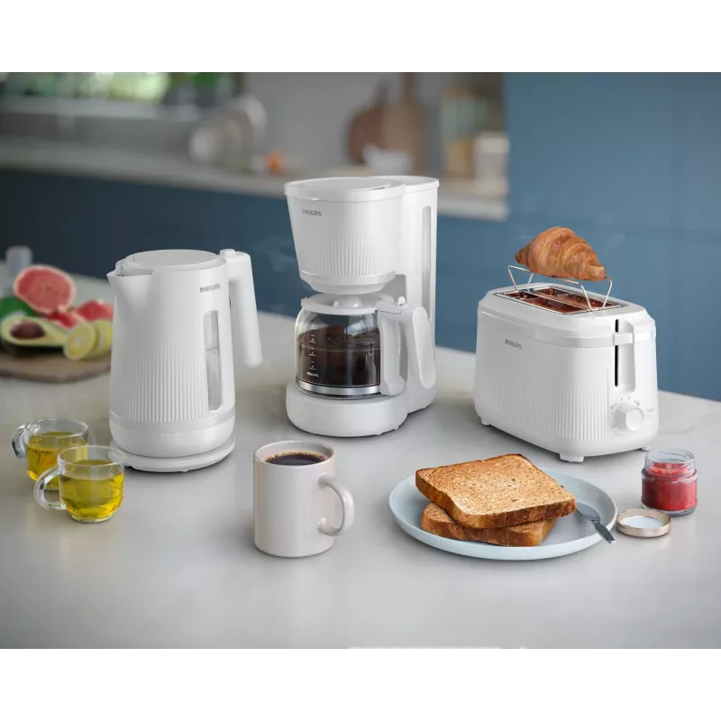 Philips 3000 sērijas tējkanna, 1.7 L, 2200 W, balta, plastmasa, pārkaršanas aizsardzība, bezvada