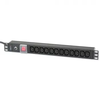 Techly Rack 19 collu PDU 12 VDE izejas ar C20 kontaktdakšu un slēdzi
