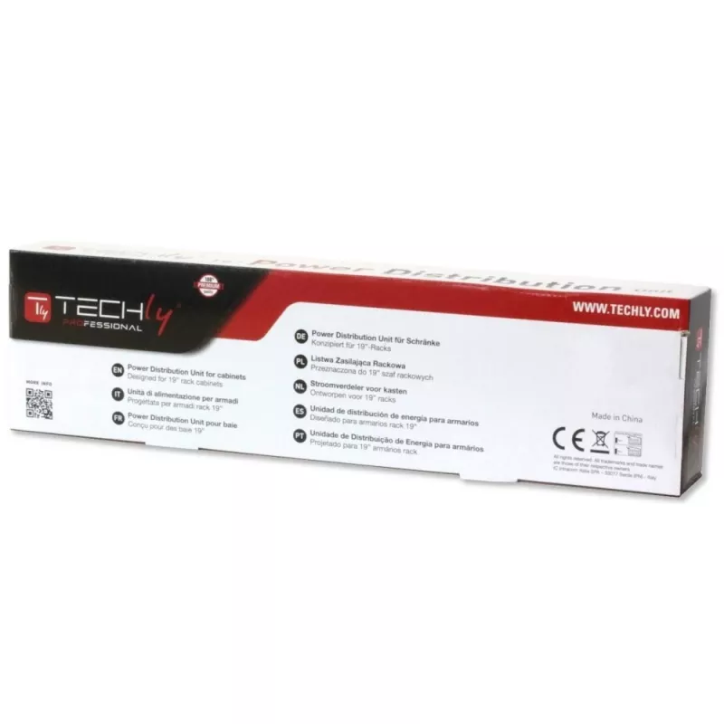 Techly Rack 19 collu PDU 12 VDE izejas ar C20 kontaktdakšu un slēdzi