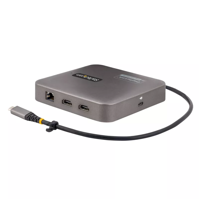 StarTech.com USB C dokstacija, divi 4K 60Hz HDMI saderīga ar Macbook Pro (M1/M2/M3/M4) un Windows, USB-A/USB-C 10Gbps centrmezgls, 100W strāvas piegāde, GbE, SD, 22 collu/56 cm kabelis