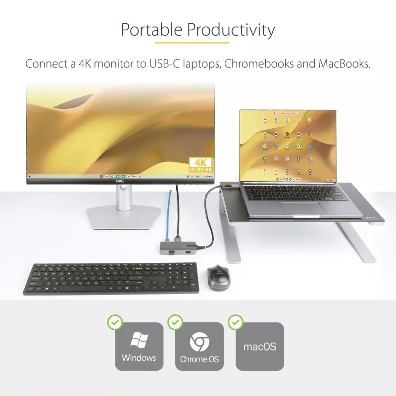 StarTech.com USB-C multiportu adapteris - 4K 60Hz HDMI - HDR - 2 portu 5Gbps USB 3.0 centrmezgls - 100W strāvas padeves caurlaide - GbE - sertificēts darbam ar Chromebook - Windows/macOS
