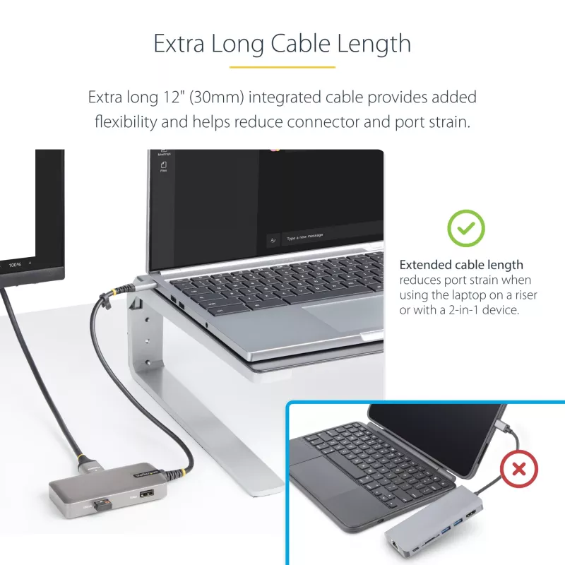 StarTech.com USB-C multiportu adapteris - 4K 60Hz HDMI ar HDR - 3 portu USB centrmezgls - 100W Power Delivery caurlaide - sertificēts Works With Chromebook - Windows/macOS/iPadOS/Android™