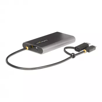 StarTech.com USB-C uz divu HDMI adapteris - USB-C vai A uz 2x HDMI - 4K 60Hz - 100W Power Delivery caurlaide - 1 pēda (30 cm) iebūvēts kabelis - USB uz HDMI vairāku monitoru pārveidotājs klēpjdatoram - TAA