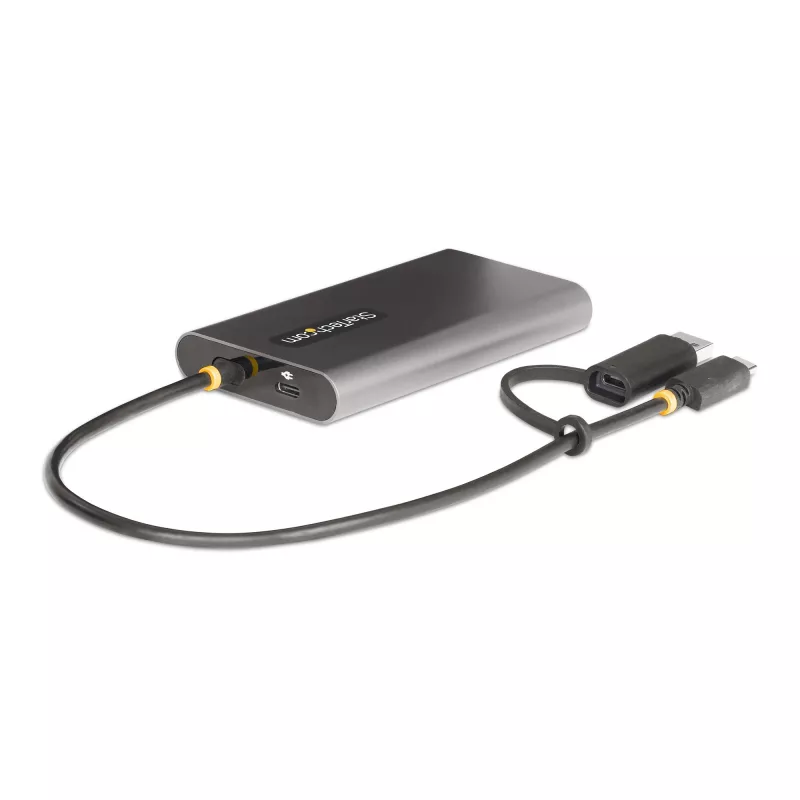 StarTech.com USB-C uz divu HDMI adapteris - USB-C vai A uz 2x HDMI - 4K 60Hz - 100W Power Delivery caurlaide - 1 pēda (30 cm) iebūvēts kabelis - USB uz HDMI vairāku monitoru pārveidotājs klēpjdatoram - TAA