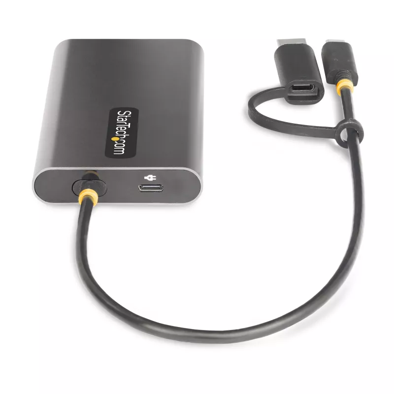 StarTech.com USB-C uz divu HDMI adapteris - USB-C vai A uz 2x HDMI - 4K 60Hz - 100W Power Delivery caurlaide - 1 pēda (30 cm) iebūvēts kabelis - USB uz HDMI vairāku monitoru pārveidotājs klēpjdatoram - TAA