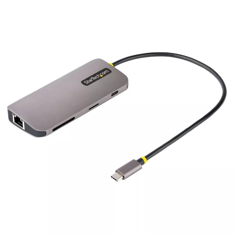 StarTech.com USB C daudzportu adapteris 4K 60Hz HDMI Video, 3 Pt 5Gbps USB-A centrmezgls, 100W USB Power Delivery caurlaide/GbE/SD/MicroSD, 12 collu/30cm kabelis, ceļojumu klēpjdatora dokstacija