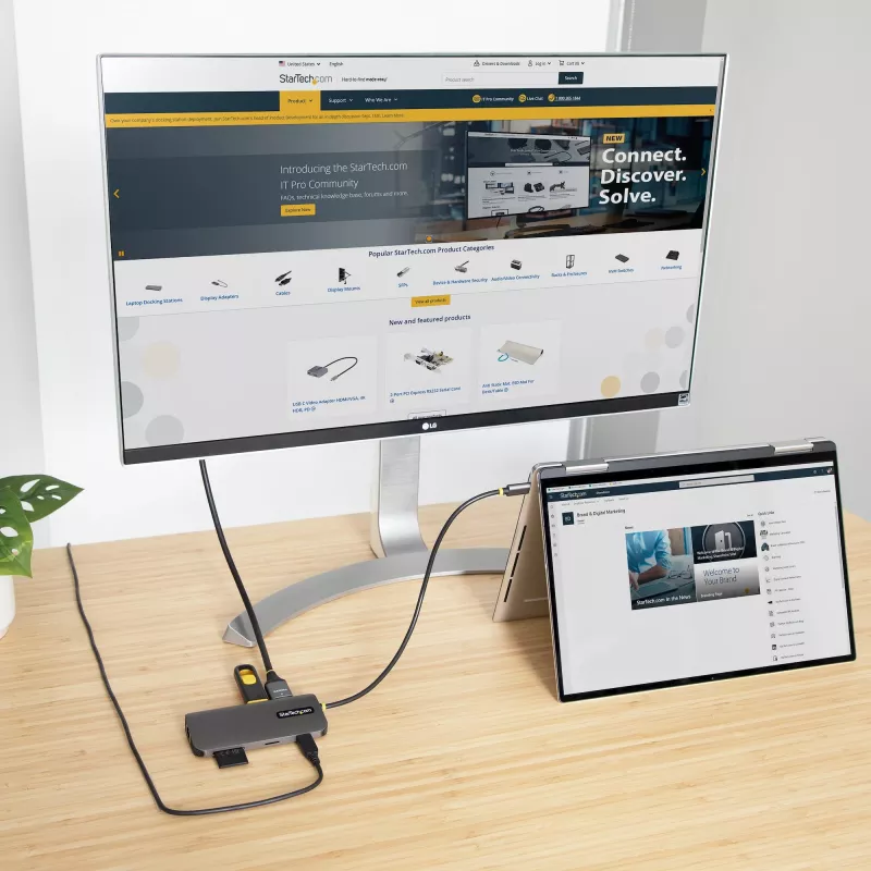 StarTech.com USB C daudzportu adapteris 4K 60Hz HDMI Video, 3 Pt 5Gbps USB-A centrmezgls, 100W USB Power Delivery caurlaide/GbE/SD/MicroSD, 12 collu/30cm kabelis, ceļojumu klēpjdatora dokstacija