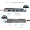 StarTech.com USB C daudzportu adapteris 4K 60Hz HDMI Video, 3 Pt 5Gbps USB-A centrmezgls, 100W USB Power Delivery caurlaide/GbE/SD/MicroSD, 12 collu/30cm kabelis, ceļojumu klēpjdatora dokstacija