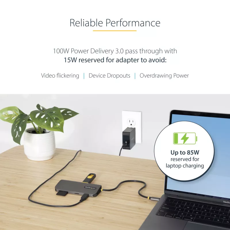 StarTech.com USB C daudzportu adapteris 4K 60Hz HDMI Video, 3 Pt 5Gbps USB-A centrmezgls, 100W USB Power Delivery caurlaide/GbE/SD/MicroSD, 12 collu/30cm kabelis, ceļojumu klēpjdatora dokstacija
