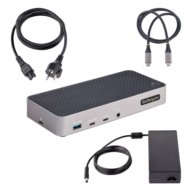 StarTech.com USB-C trīs monitoru dokstacija - HDMI/DP trīskāršs 4k USB-C doks - 5x USB centrmezgls - GbE - 100W PD - Universāla vairāku monitoru dokstacija - saderīga ar Thunderbolt 3/4