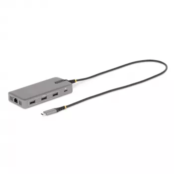 StarTech.com USB-C trīskāršu monitoru vairākportu adapteris, dubultā 4K 60Hz + 4K 30Hz HDMI un DisplayPort, 3 portu USB 10Gbps centrmezgls, 100W PD caurlaide, GbE, ceļojumu dokstacija, Windows un ChromeOS
