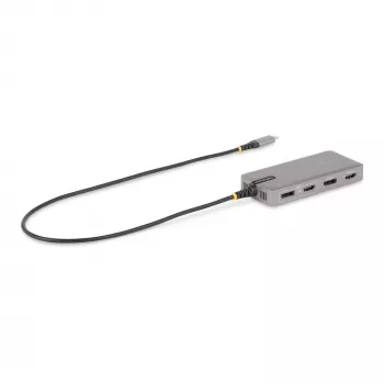 StarTech.com USB-C trīskāršu monitoru vairākportu adapteris, dubultā 4K 60Hz + 4K 30Hz HDMI un DisplayPort, 3 portu USB 10Gbps centrmezgls, 100W PD caurlaide, GbE, ceļojumu dokstacija, Windows un ChromeOS