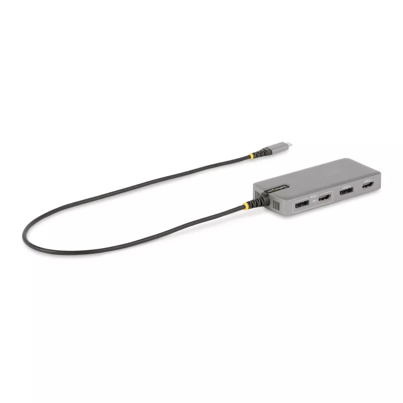 StarTech.com USB-C trīskāršu monitoru vairākportu adapteris, dubultā 4K 60Hz + 4K 30Hz HDMI un DisplayPort, 3 portu USB 10Gbps centrmezgls, 100W PD caurlaide, GbE, ceļojumu dokstacija, Windows un ChromeOS