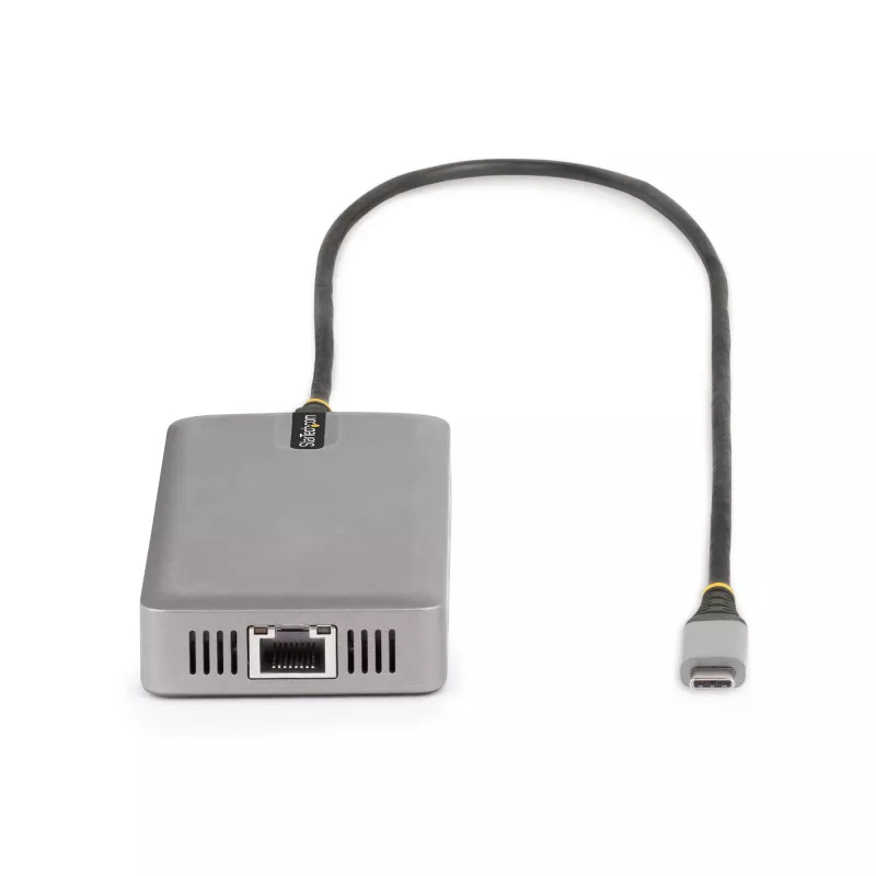 StarTech.com USB-C trīskāršu monitoru vairākportu adapteris, dubultā 4K 60Hz + 4K 30Hz HDMI un DisplayPort, 3 portu USB 10Gbps centrmezgls, 100W PD caurlaide, GbE, ceļojumu dokstacija, Windows un ChromeOS