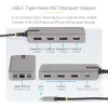 StarTech.com USB-C trīskāršu monitoru vairākportu adapteris, dubultā 4K 60Hz + 4K 30Hz HDMI un DisplayPort, 3 portu USB 10Gbps centrmezgls, 100W PD caurlaide, GbE, ceļojumu dokstacija, Windows un ChromeOS