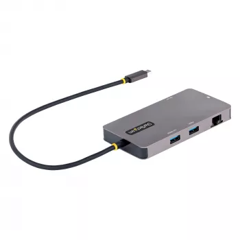 StarTech.com USB C vairāku pieslēgvietu adapteris, divi HDMI video izejas, 4K 60Hz, 2-portu 5Gbps USB-A centrmezgls, 100W Power Delivery caurlaide / GbE / SD / MicroSD, 12 collu / 30 cm kabelis, ceļojumu dokstacija, klēpjdatora pieslēgstacija