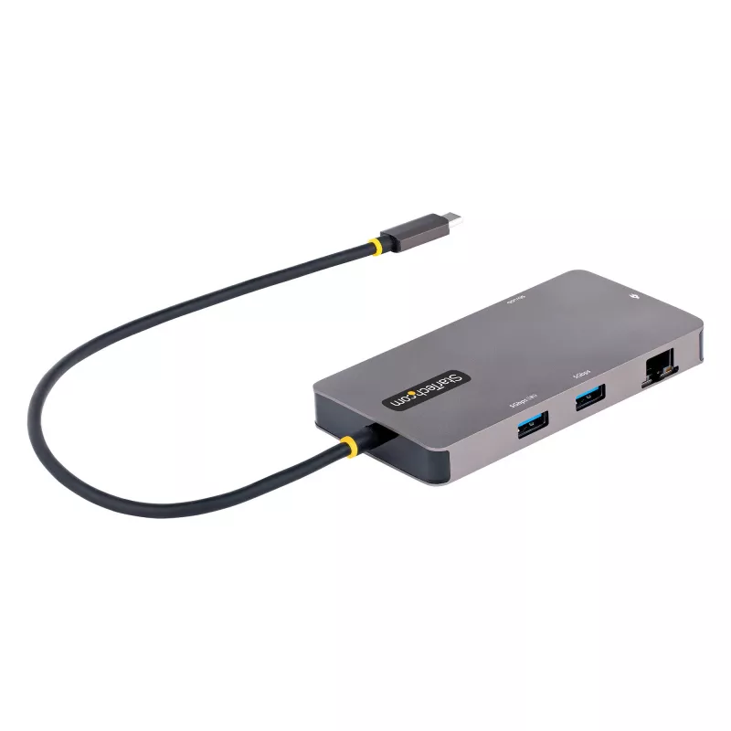 StarTech.com USB C vairāku pieslēgvietu adapteris, divi HDMI video izejas, 4K 60Hz, 2-portu 5Gbps USB-A centrmezgls, 100W Power Delivery caurlaide / GbE / SD / MicroSD, 12 collu / 30 cm kabelis, ceļojumu dokstacija, klēpjdatora pieslēgstacija