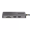 StarTech.com USB C vairāku pieslēgvietu adapteris, divi HDMI video izejas, 4K 60Hz, 2-portu 5Gbps USB-A centrmezgls, 100W Power Delivery caurlaide / GbE / SD / MicroSD, 12 collu / 30 cm kabelis, ceļojumu dokstacija, klēpjdatora pieslēgstacija