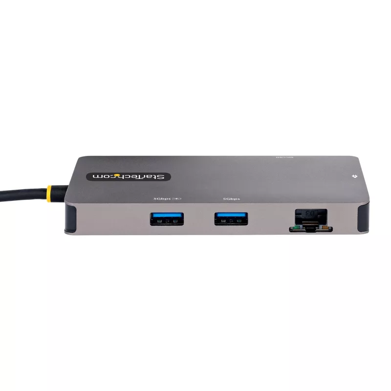 StarTech.com USB C vairāku pieslēgvietu adapteris, divi HDMI video izejas, 4K 60Hz, 2-portu 5Gbps USB-A centrmezgls, 100W Power Delivery caurlaide / GbE / SD / MicroSD, 12 collu / 30 cm kabelis, ceļojumu dokstacija, klēpjdatora pieslēgstacija